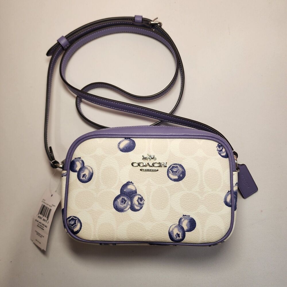 NWT Coach CR176 Mini Jamie Camera Bag With Blueberry Print